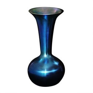 Durand Cobalt Blue Iridescent Monument Trumpet Vase