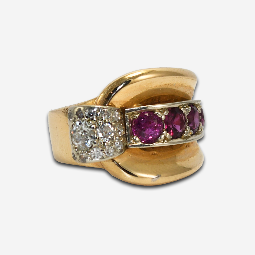 Vintage Diamond and Ruby Ring in 14K TwoTone Gold