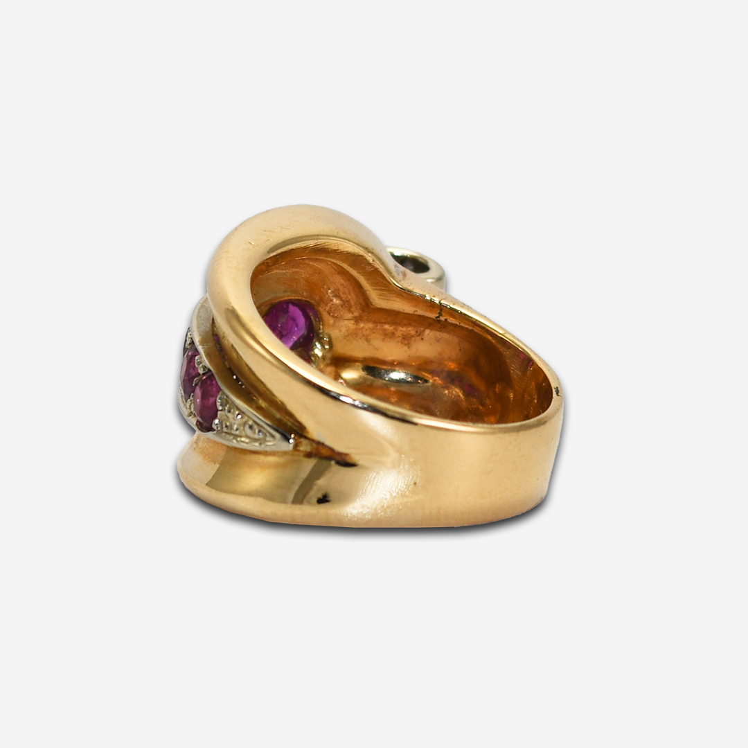 Vintage Diamond and Ruby Ring in 14K TwoTone Gold