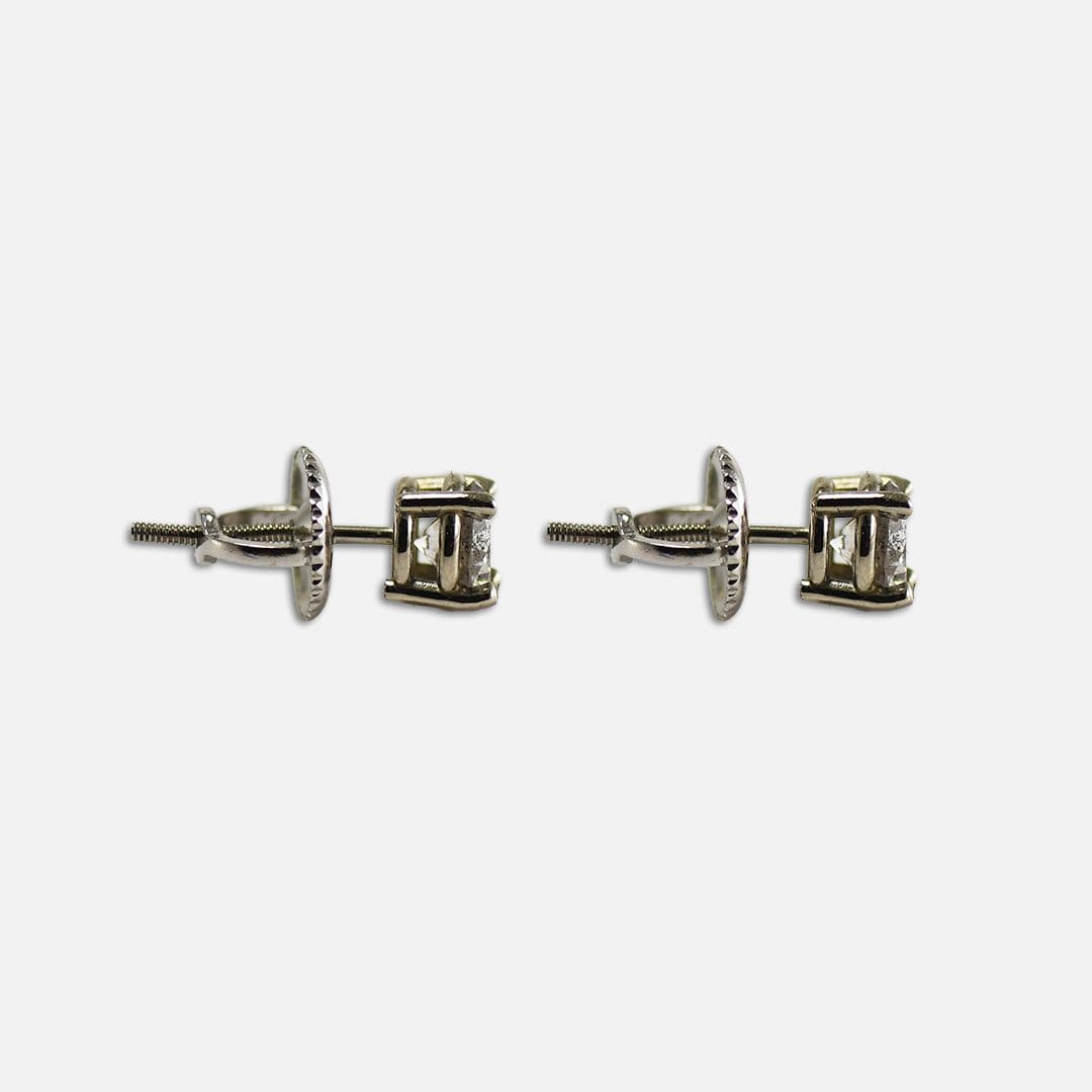 14k White Gold Diamond Stud Earrings 0.65ct - Image 2