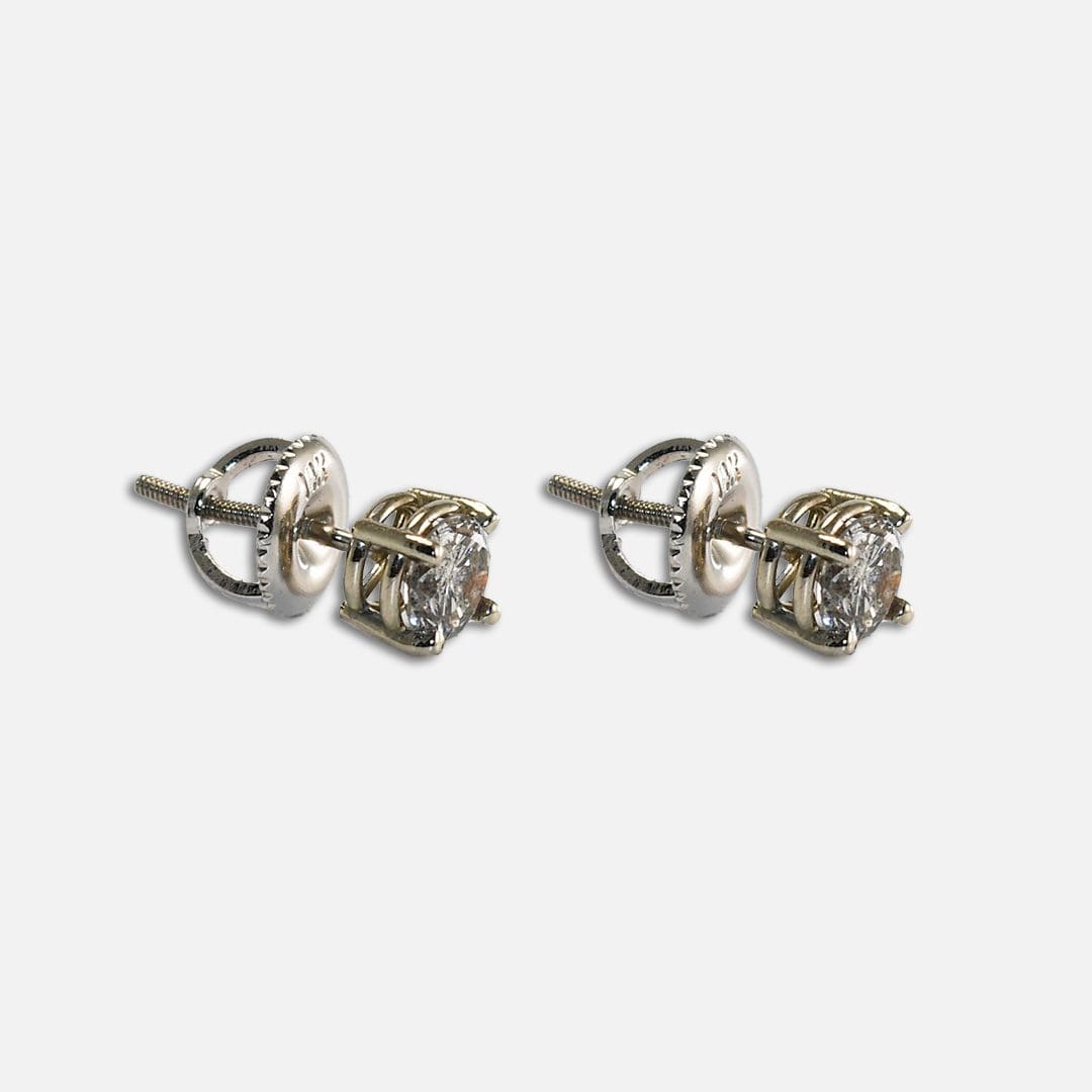 14k White Gold Diamond Stud Earrings 0.65ct - Image 4