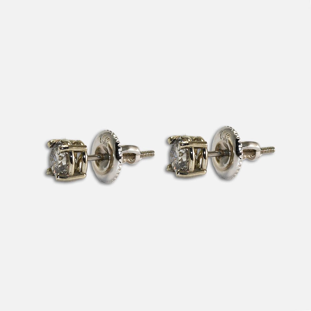 14k White Gold Diamond Stud Earrings 0.65ct - Image 3