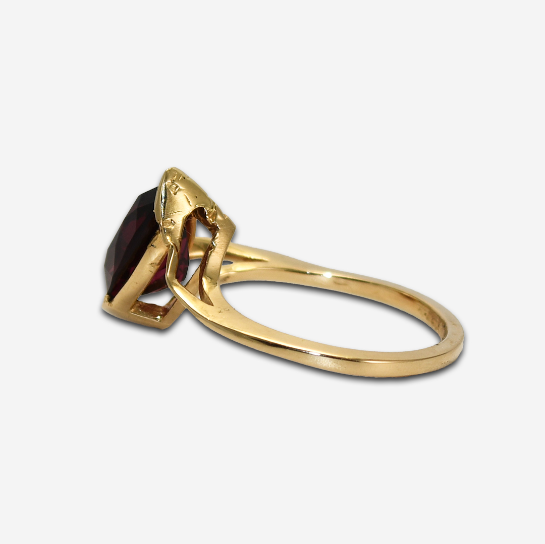 14k Yellow Gold Ladies 3.80ct Pear Shaped Rhodolite Garnet Ring - Image 5