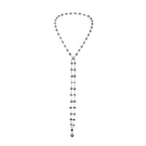 Cultured Pearl Clear Quartz Necklace with 14K White Gold Clasp