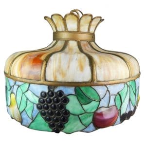 Antique Art Nouveau Leaded Hanging Lamp Circa 1920