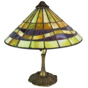 Gorham Leaded Glass Table Lamp Gilt Bronze Base Early 20th Century