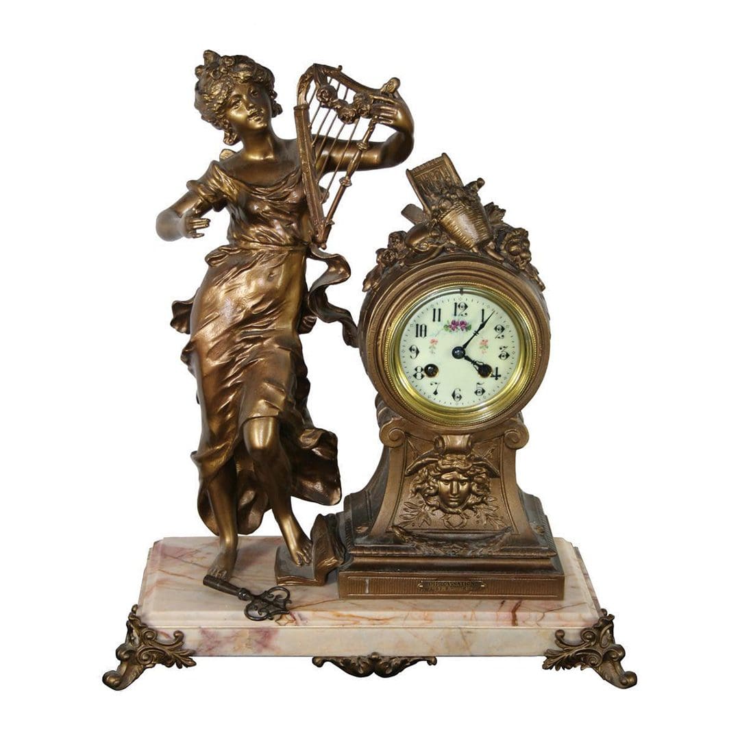 French Victorian Manel Clock Signed Improvisation par L & F Moreau
