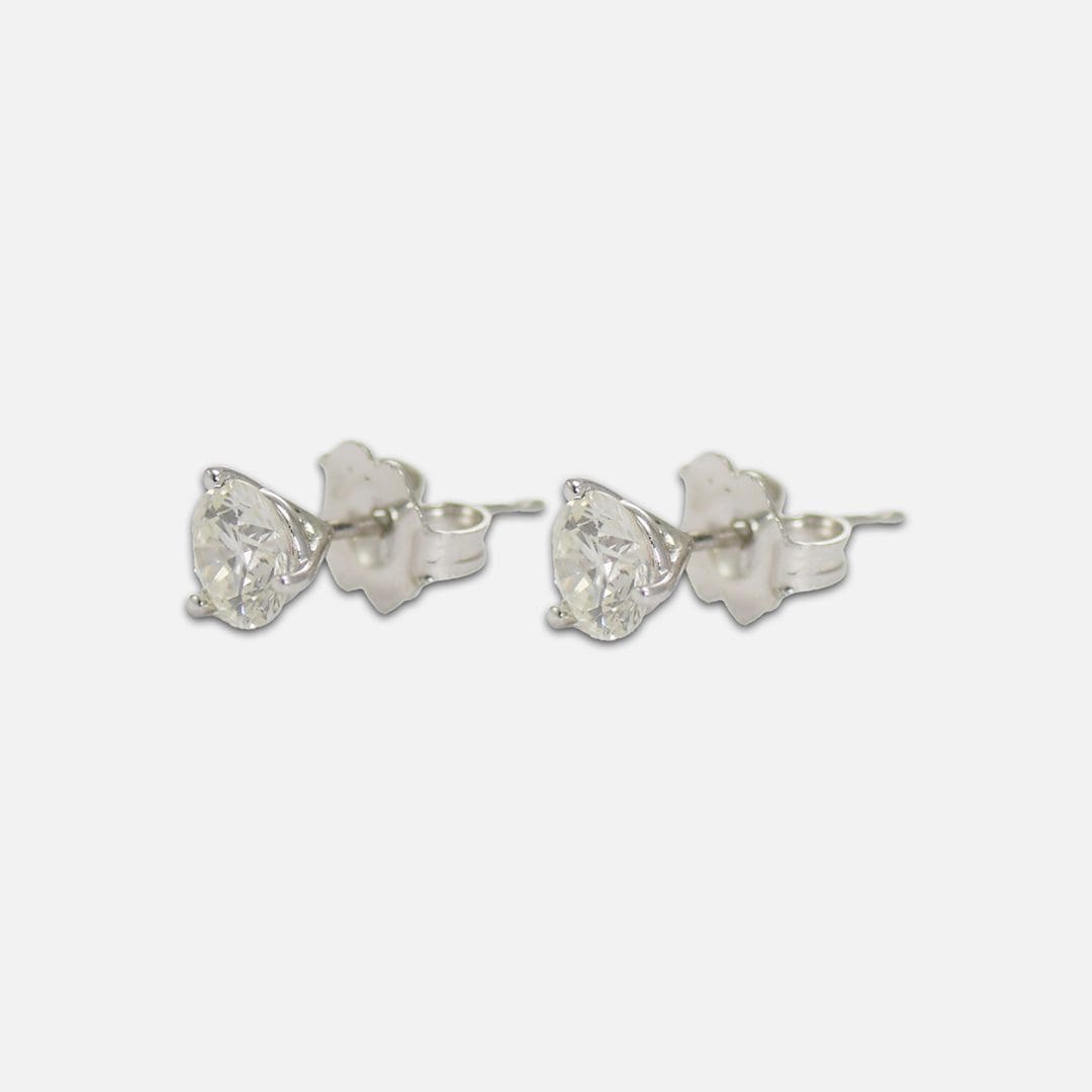 thumbnail image 2 of 1.10 Carat Natural Diamond Stud Earrings In 14K White Gold – Round Cut (Pair) 2 of 4
