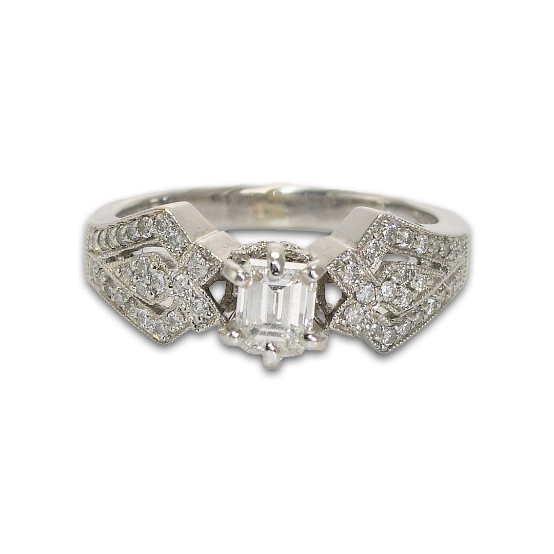 Emerald Cut Diamond Ring in 14K White Gold