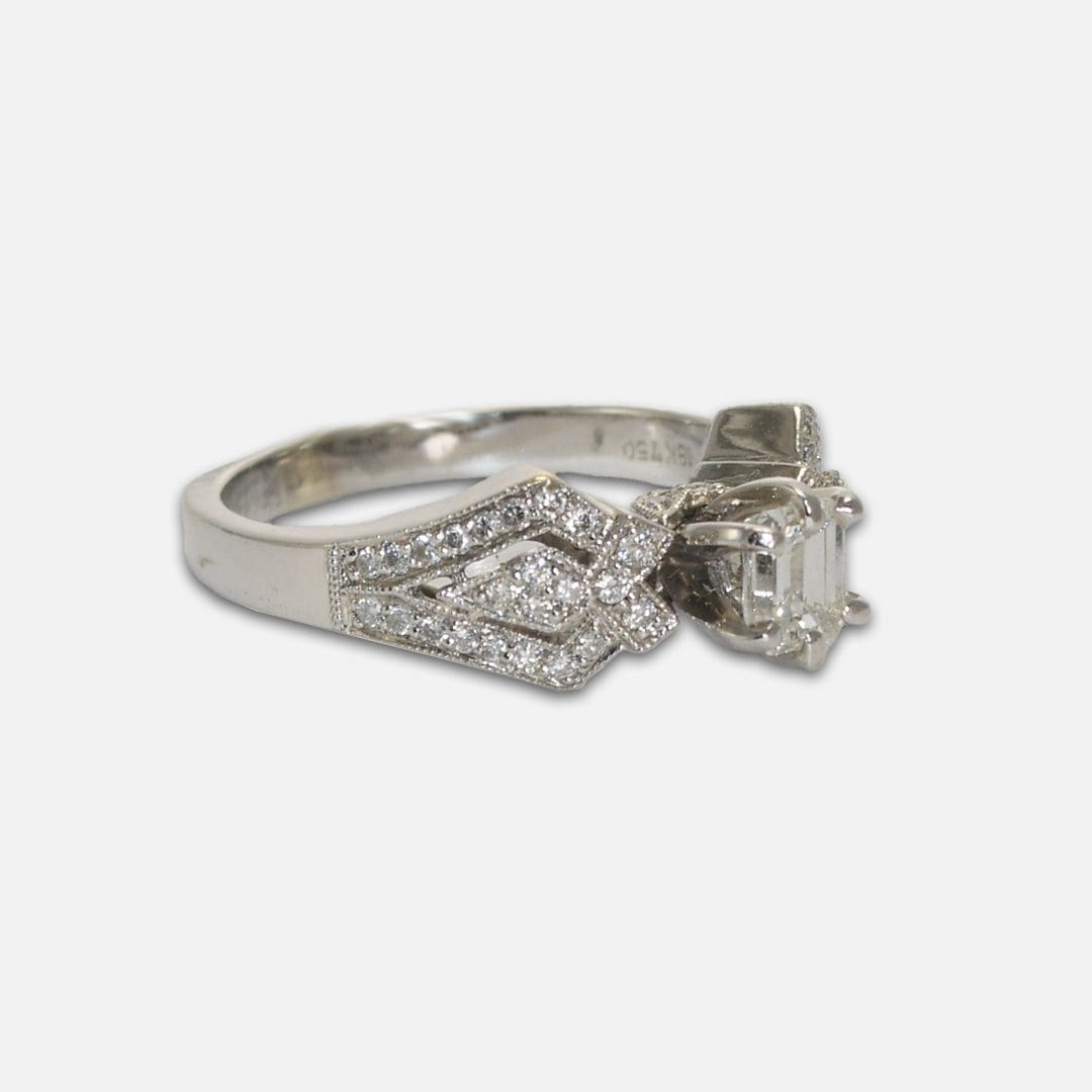 18k White Gold Emerald Cut Diamond Ring 1.00 ct - Image 2