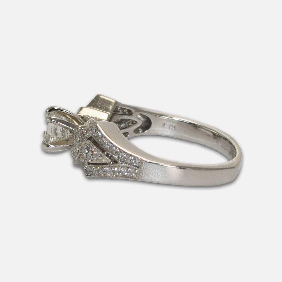18k White Gold Emerald Cut Diamond Ring 1.00 ct - Image 5