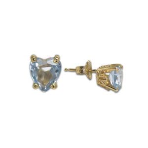 Synthetic Spinel Heart Earrings in 14K Yellow Gold