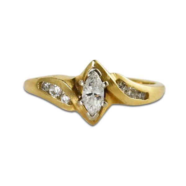 Marquise Diamond Engagement Ring in 14K Yellow Gold