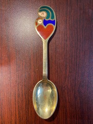 Stunning Sterling Silver Gold Plated Spoon, Mother & Baby