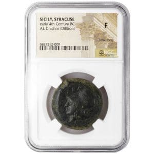 Early 4th Century, SICILY, SYRACUSE AE Drachm (Dilitron), NGC F
