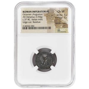 Octavian (Augustus) ROMAN IMPERATORIAL AR Denarius NGC ChVF