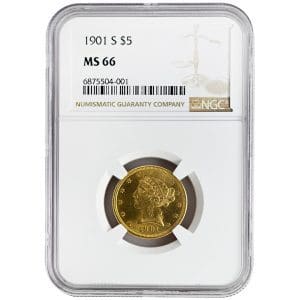 1901-S $5 Liberty Head, NGC MS66, Rare Coin