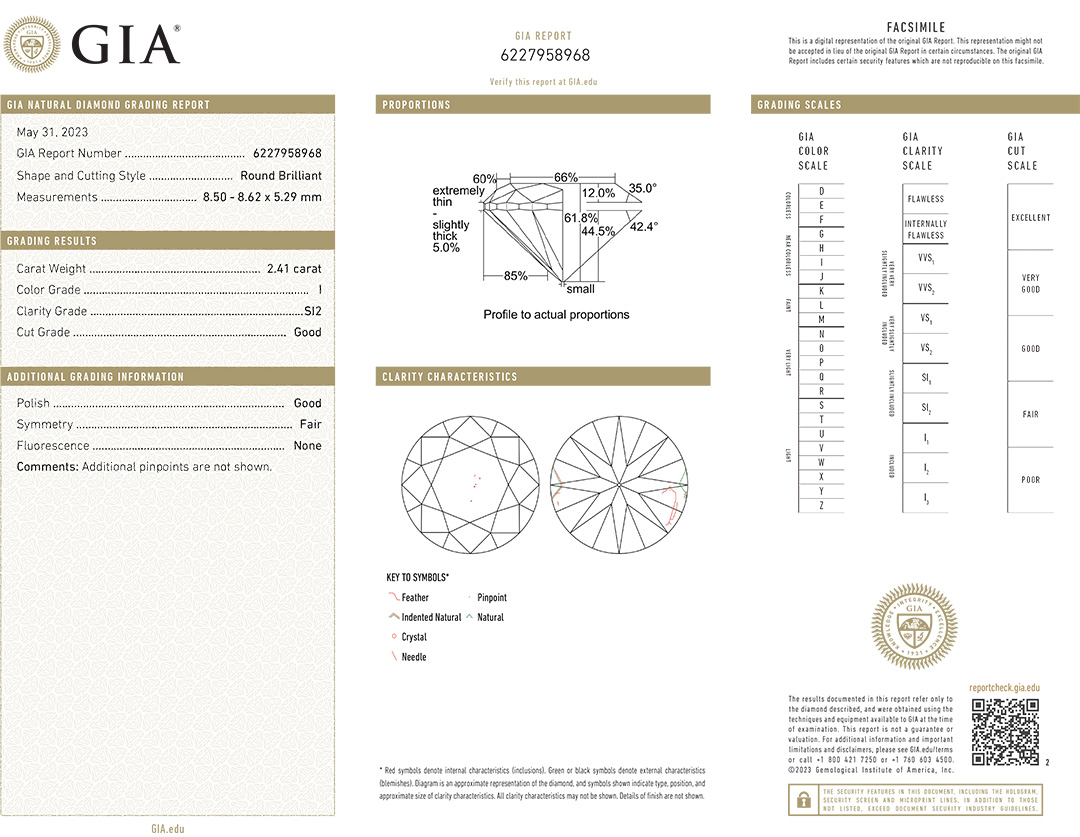 GIA Certified Loose Round Brilliant Cut Diamond 2.41 ct - Image 5