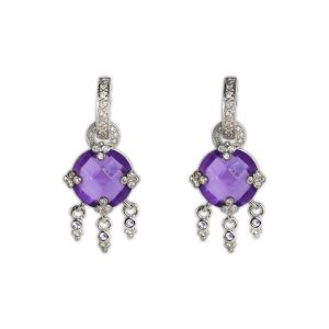 Amethyst & Diamond Dangle Earrings