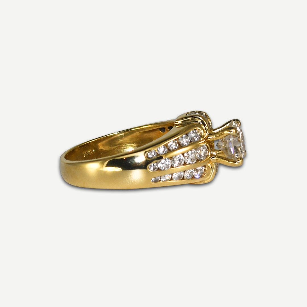 18K Yellow Gold Diamond Engagement Ring - Image 3