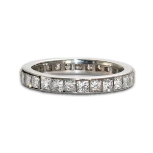 14K White Gold Princess Cut Diamond Eternity Band Ring 2.00 ct