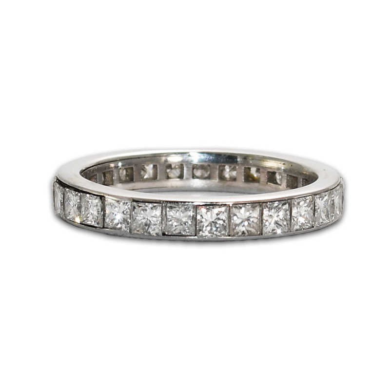 14K White Gold Princess Cut Diamond Eternity Band Ring 2.00 ct