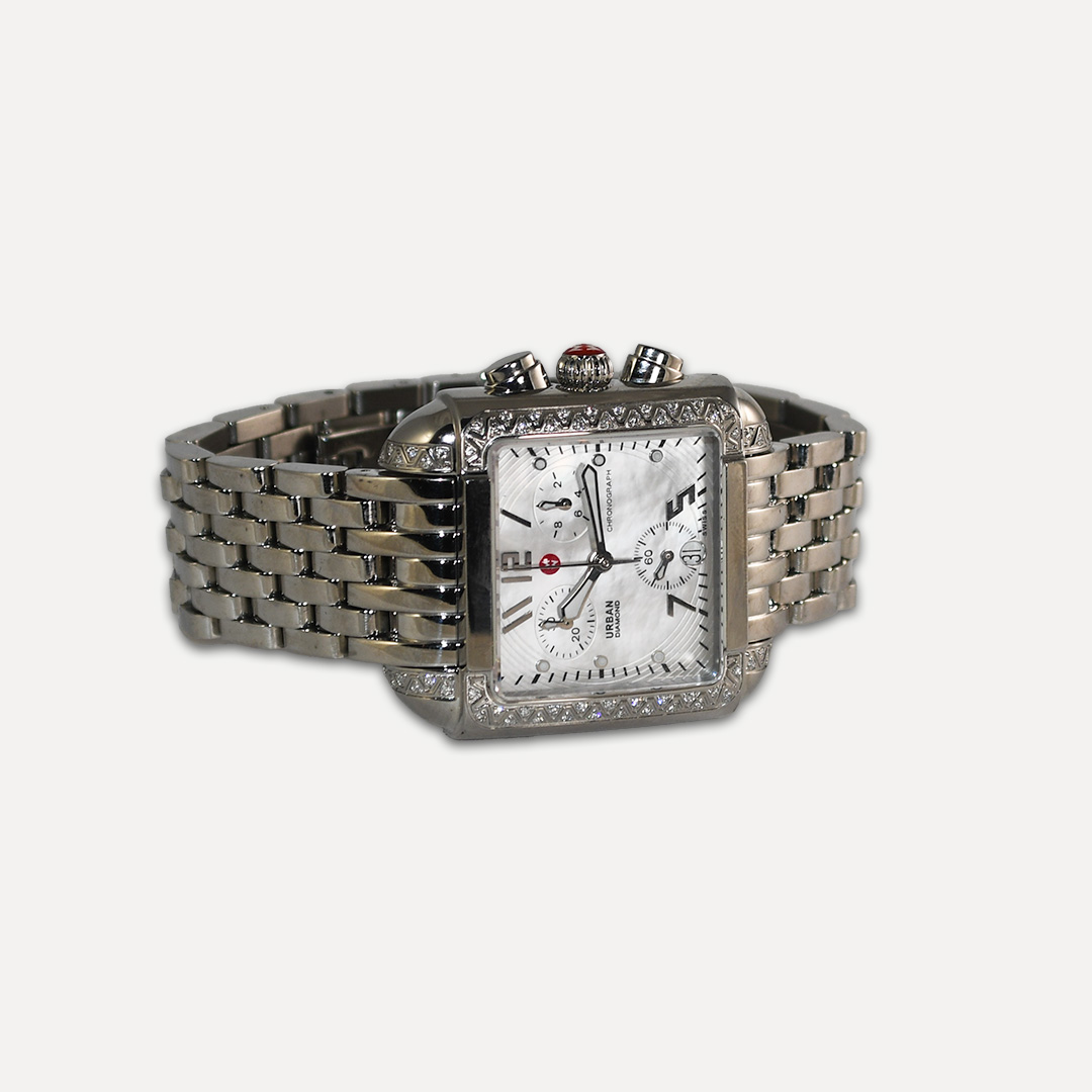 Michele Urban Diamond & Stainless Steel Watch (35mm x 28mm) - Image 2