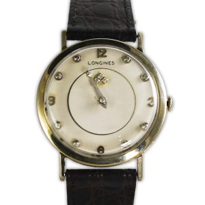 14K White Gold Men's Vintage Longines Diamond Dial Watch