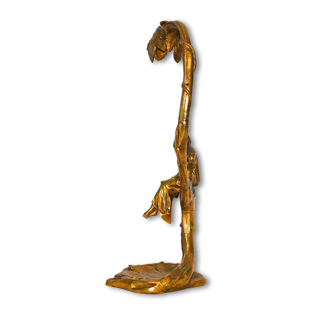 Art Nouveau Gilt Bronze Lamp, French Deposee Circa 1900 - Image 4