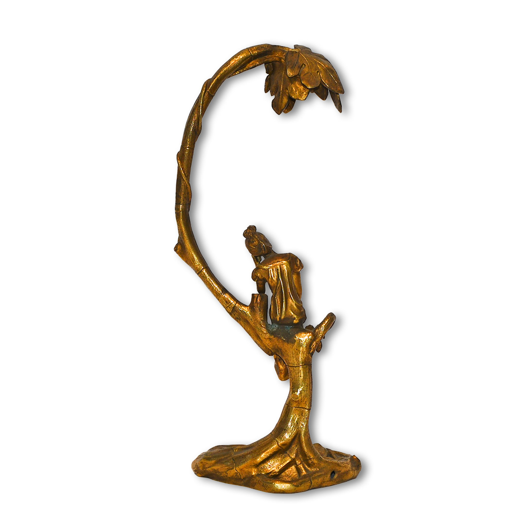 Art Nouveau Gilt Bronze Lamp, French Deposee Circa 1900 - Image 3