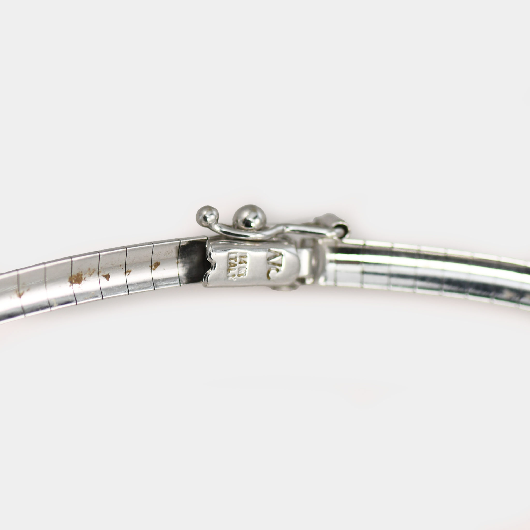 14K White Gold Sapphire & Diamond Omega Necklace 22.2g - Image 5