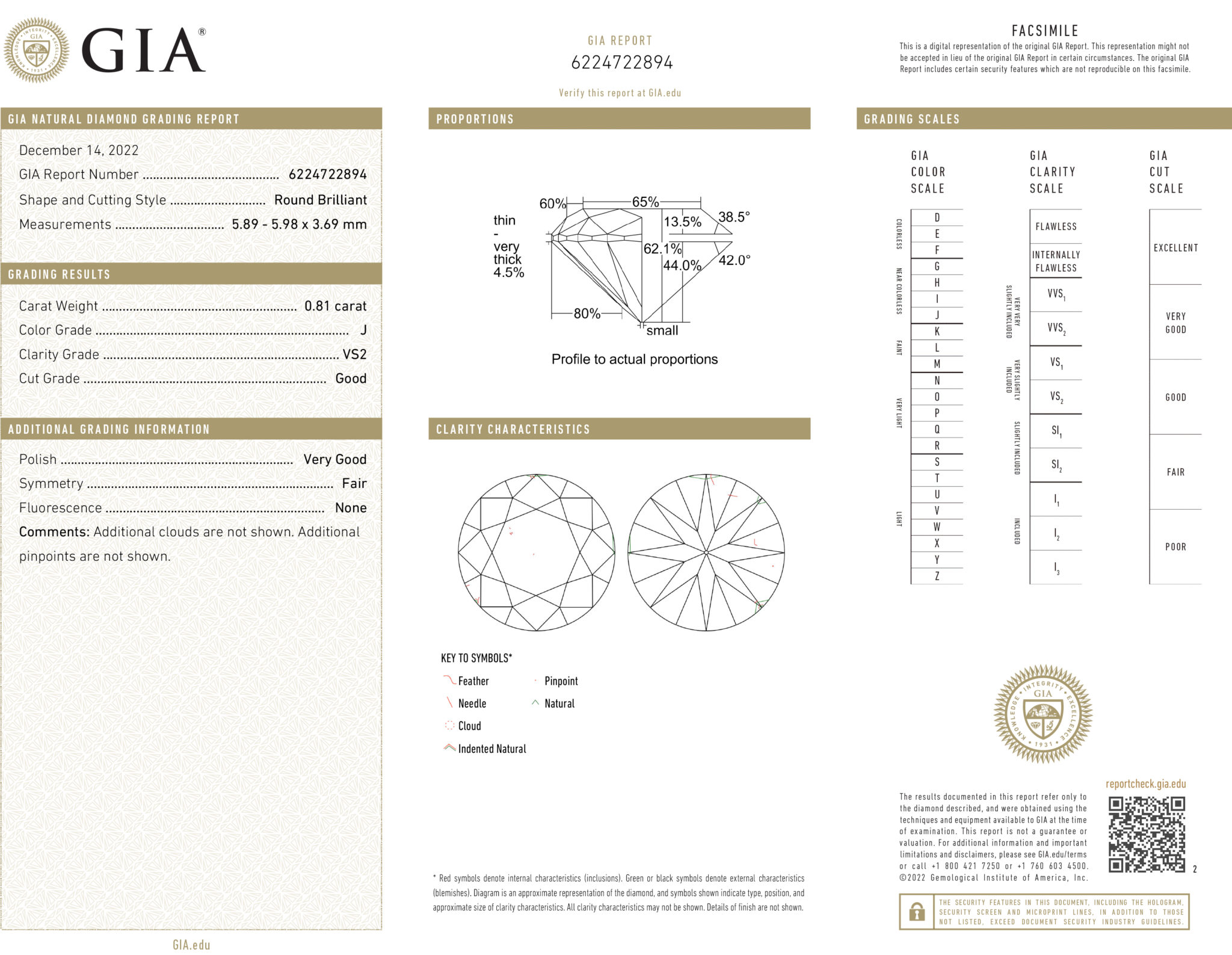 GIA Certified Round Brilliant Loose Diamond 0.81 ct - Image 3