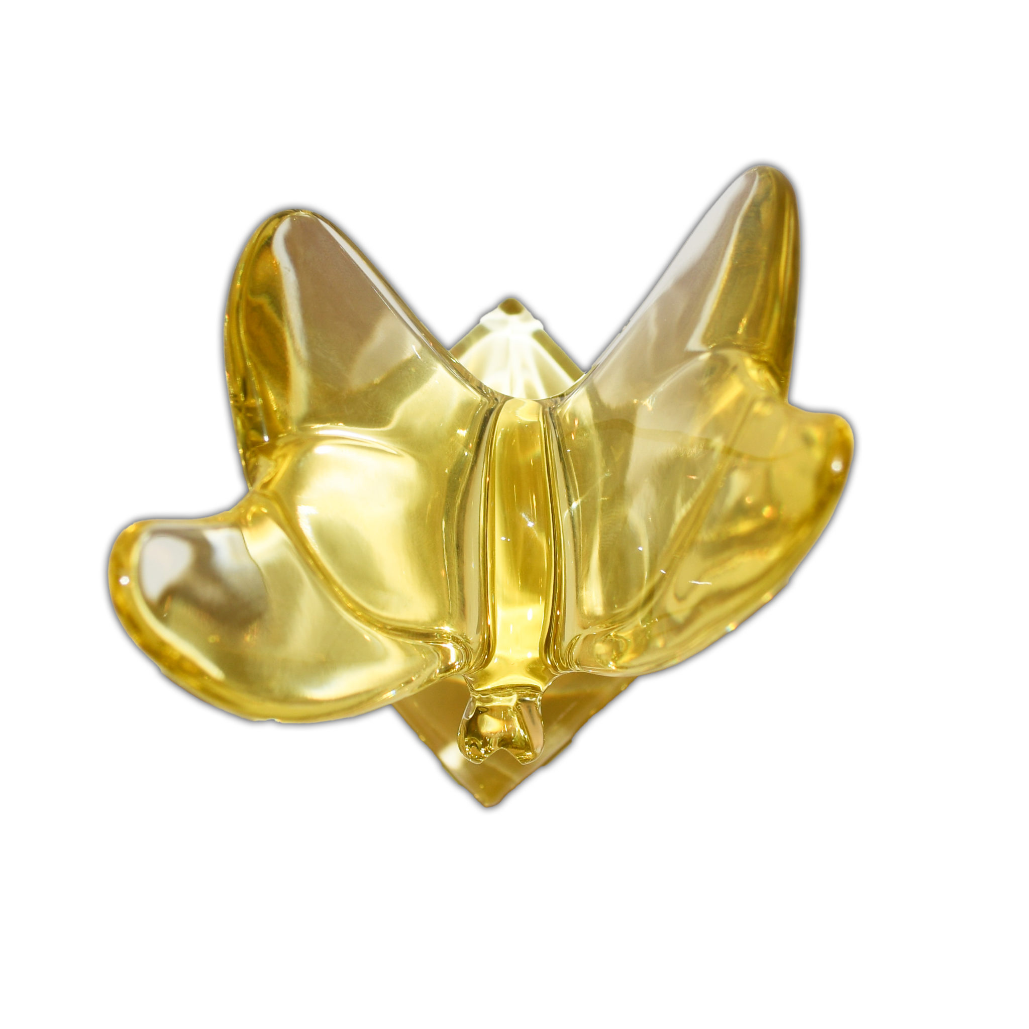 Baccarat ラッキーバタフライ置物(イエロー) Baccarat Yellow Lucky Butterfly Figurine with Stand (Signed