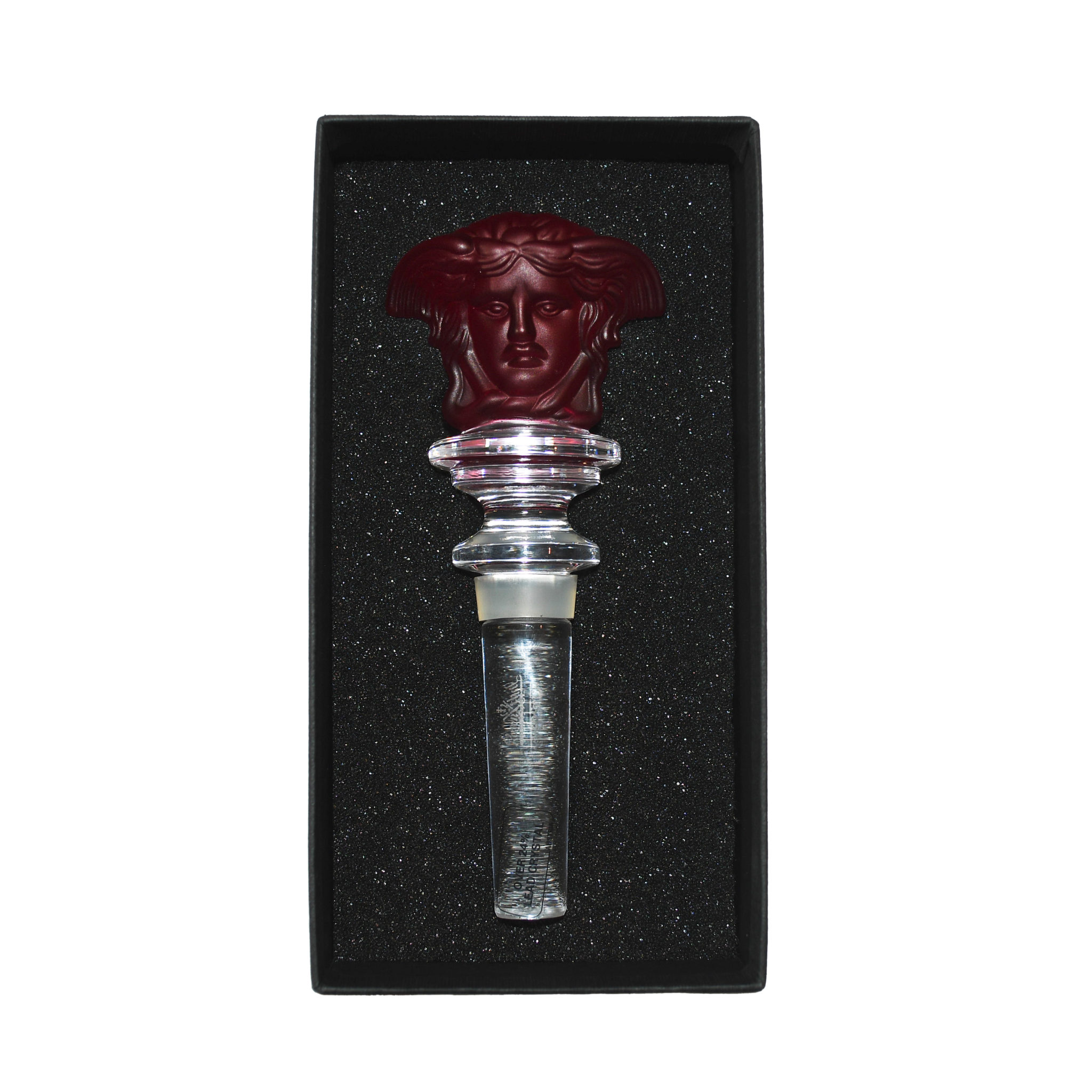 Rosenthal Versace Medusa Red Frosted Crystal Wine Bottle