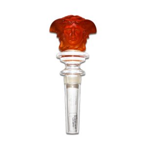 Rosenthal Versace Medusa Amber Frosted Crystal Wine Bottle Stopper