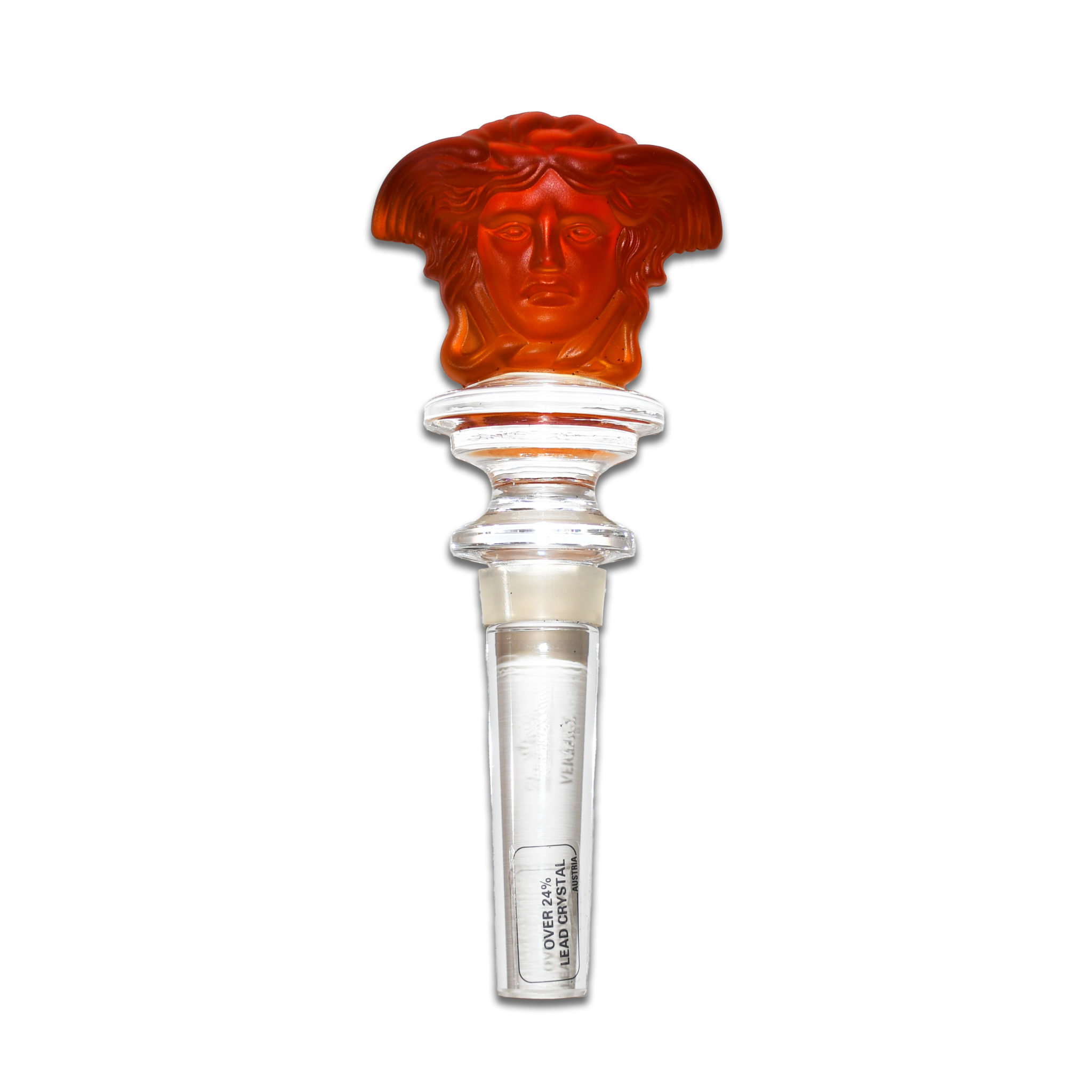 Rosenthal Versace Medusa Amber Frosted Crystal Wine Bottle Stopper