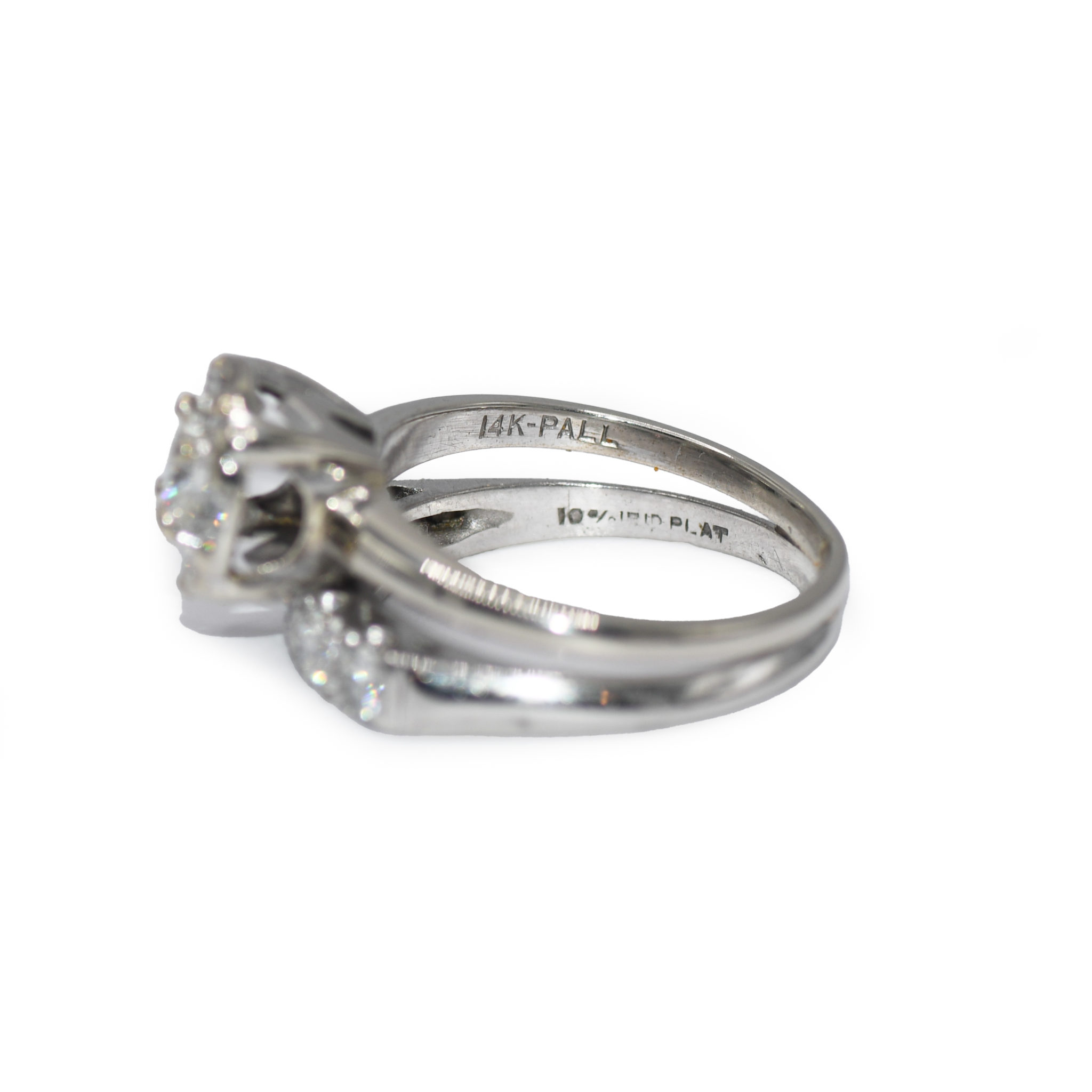 14K White Gold & Platinum Wedding Set 1.05tdw, 6.7g - Image 7