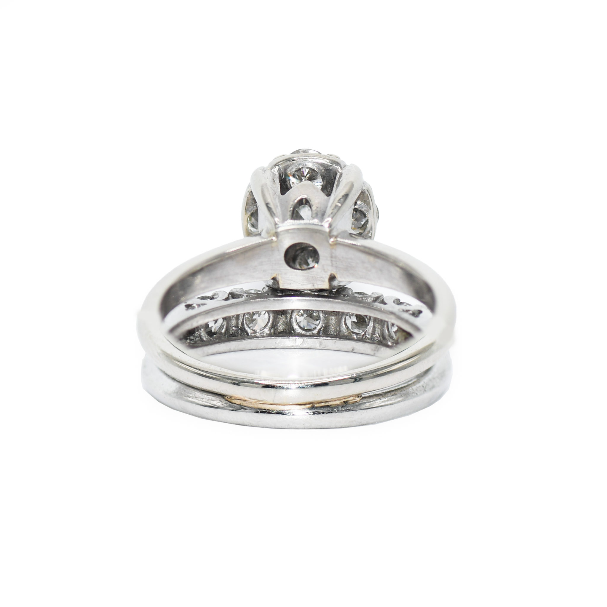 14K White Gold & Platinum Wedding Set 1.05tdw, 6.7g - Image 4