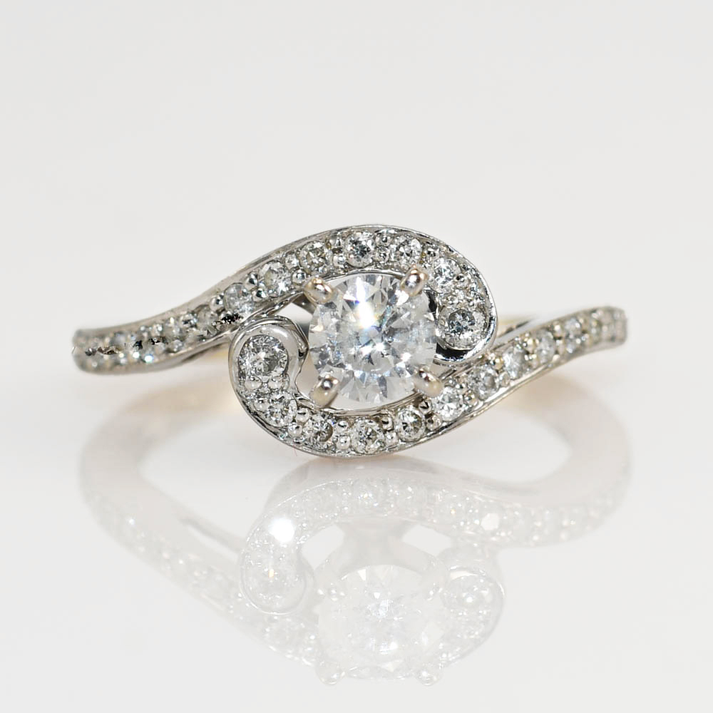 14k White Gold Diamond Engagement Ring .35tdw 2.2gr - Image 9