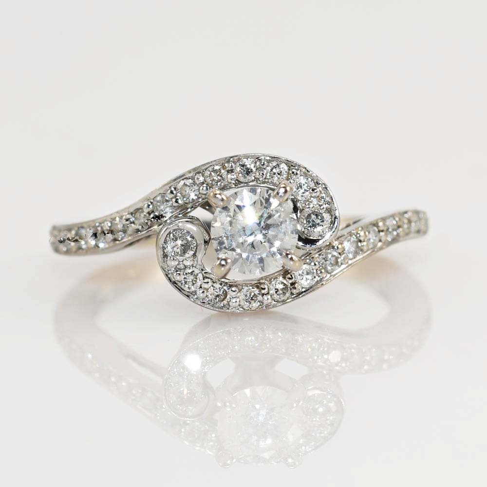 14k White Gold Diamond Engagement Ring .35tdw 2.2gr - Image 8