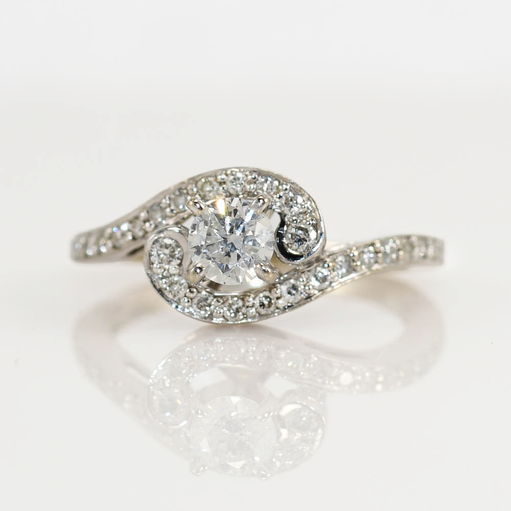 14k White Gold Diamond Engagement Ring .35tdw 2.2gr - Image 6