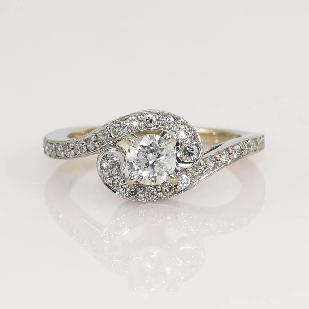 14k White Gold Diamond Engagement Ring .35tdw 2.2gr - Image 7
