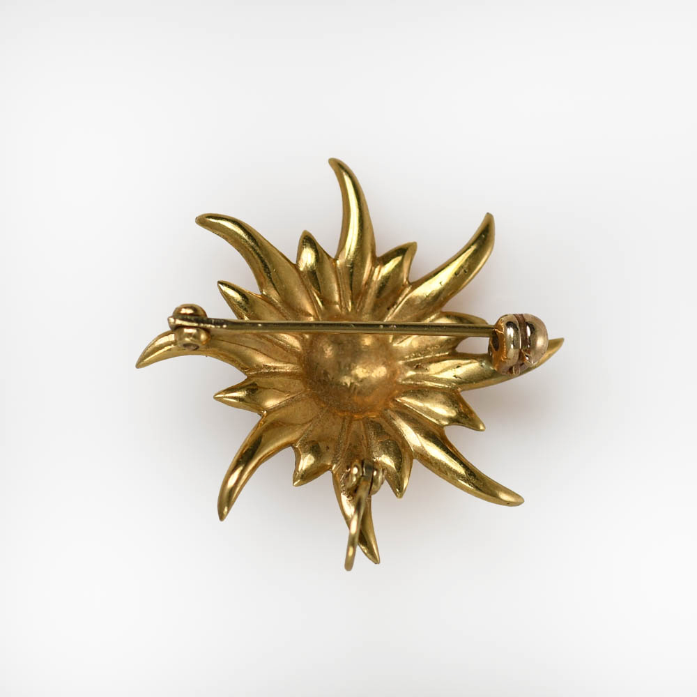14K Yellow Gold Vintage Seed Pearl Brooch, 4.5gr - Image 7