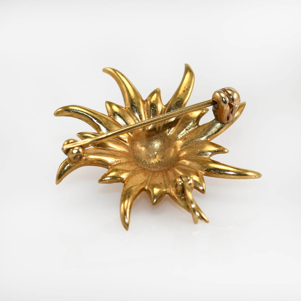 14K Yellow Gold Vintage Seed Pearl Brooch, 4.5gr - Image 6