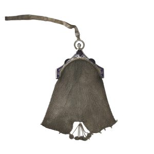 Antique Silver Mesh Purse with Enamel