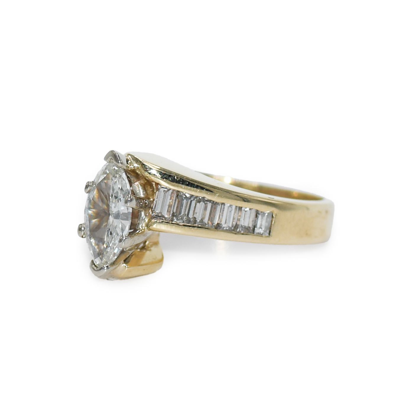 14K Yellow Gold Marquise Diamond Ring - Image 5