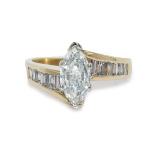 14K Yellow Gold Marquise Diamond Ring
