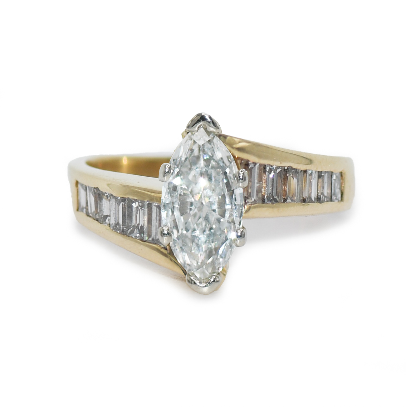 14K Yellow Gold Marquise Diamond Ring