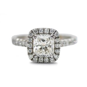14K White Gold Square Modified Diamond Ring