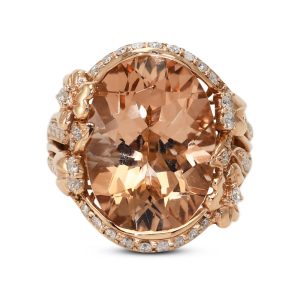 14K Rose Gold Synthetic Beryl & Diamond Ring